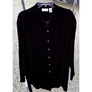 Elizabeth by Liz Claiborne Velvet Top Women's Size 22 Maroon Long Sleeve